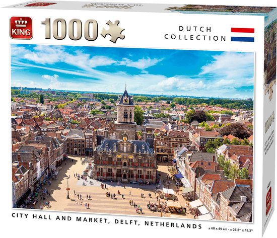 Puzzel DELFT 1000 Stukjes CITY HALL AND MARKET, DELFT, NETHERLANDS
