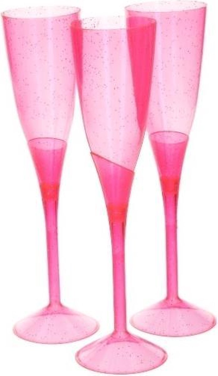 Commotie Doe voorzichtig zitten Plastic Champagneglazen - 3 stuks - Roze | bol.com