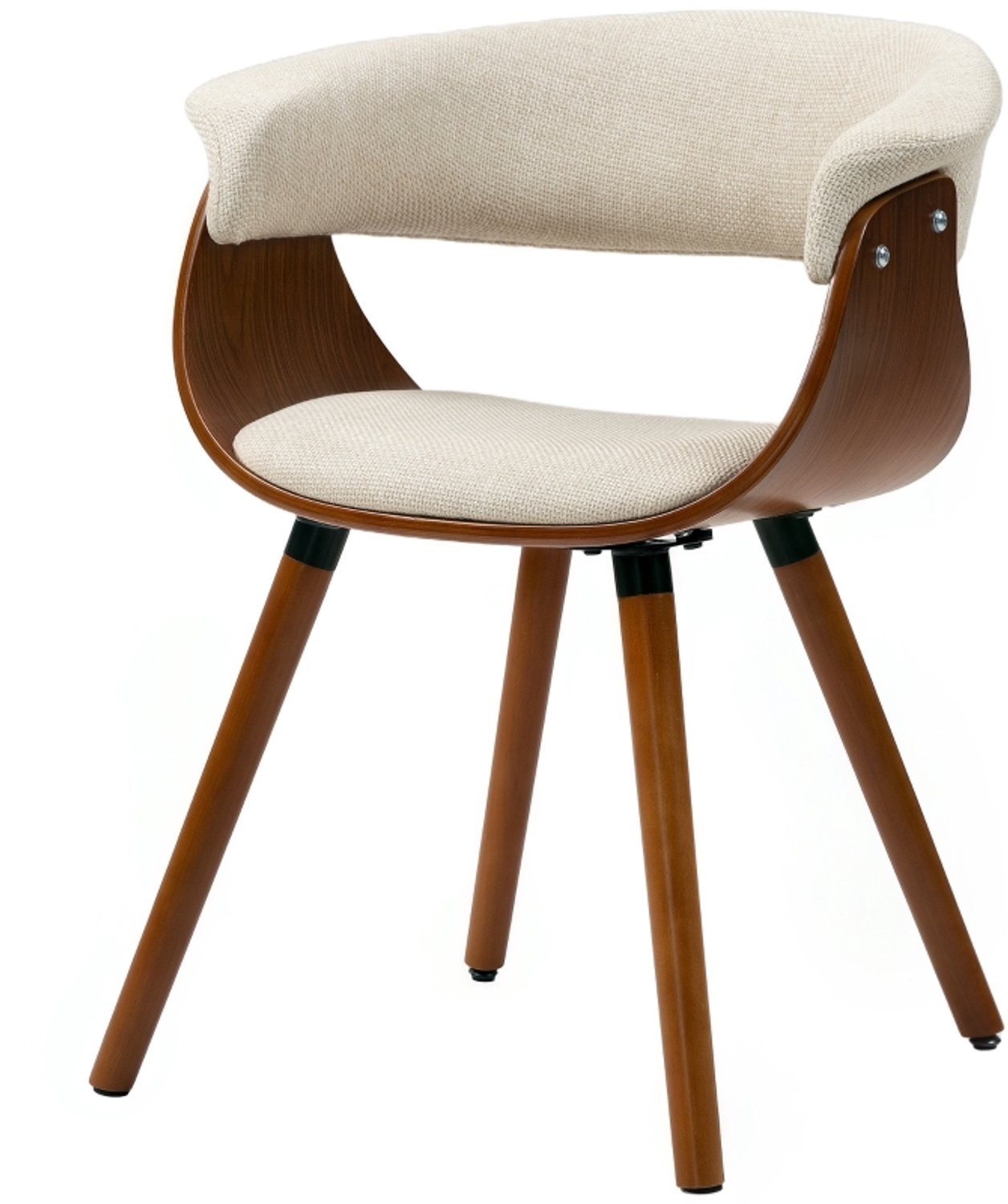 Clruro Eetkamerstoel - 62×55×75 cm - Gebogen Rugleuning - Gestoffeerd - Linnenlook/Hout - Beige