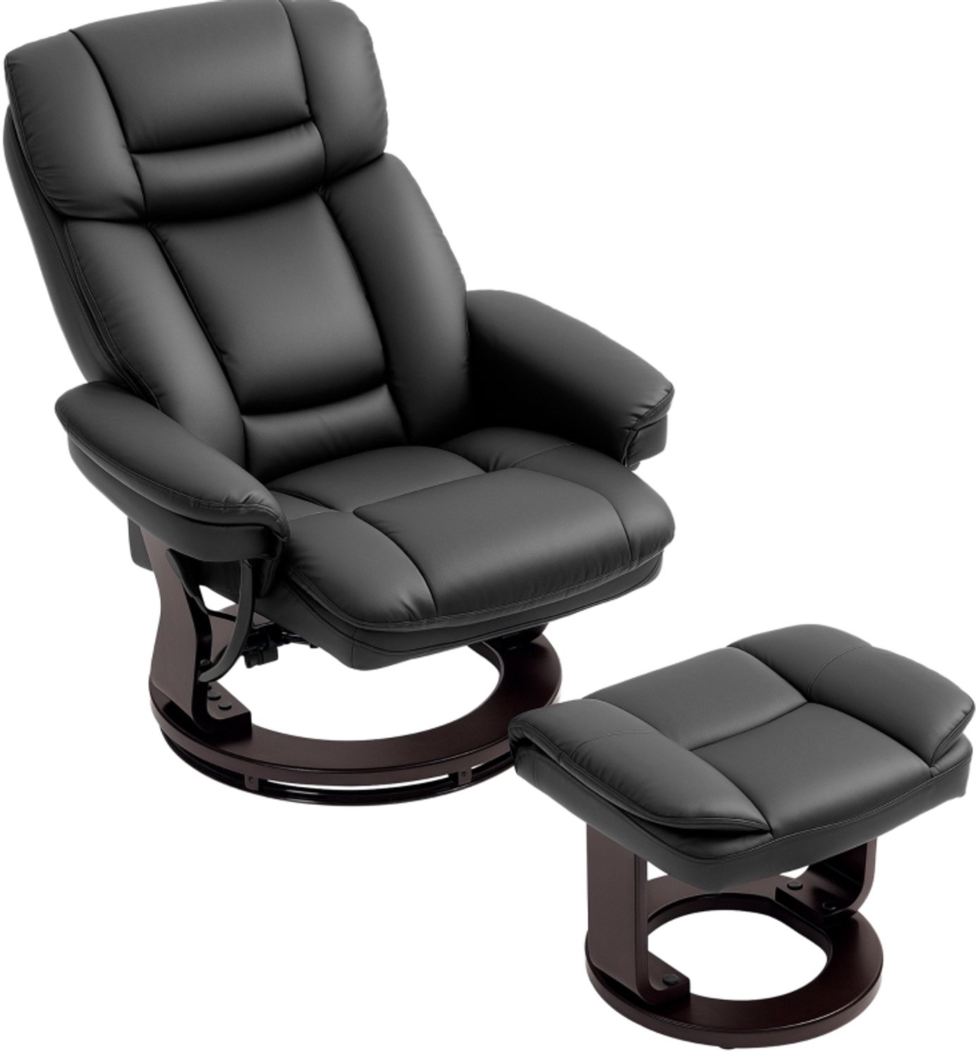 CHICFURN Relaxfauteuil - 360° draaibaar - met hocker - zwart