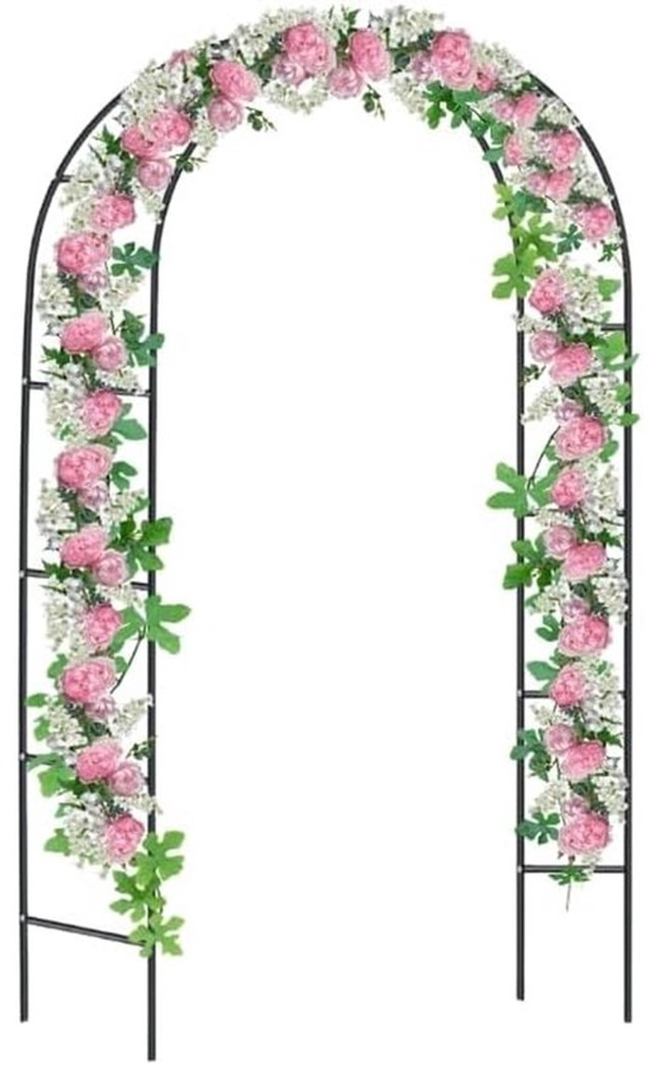 Metalen rozenboog - Tuinboog en klimhulp - Planten ondersteunen - Weerbestendig gepoedercoat - 240 x 140 cm - Zwart