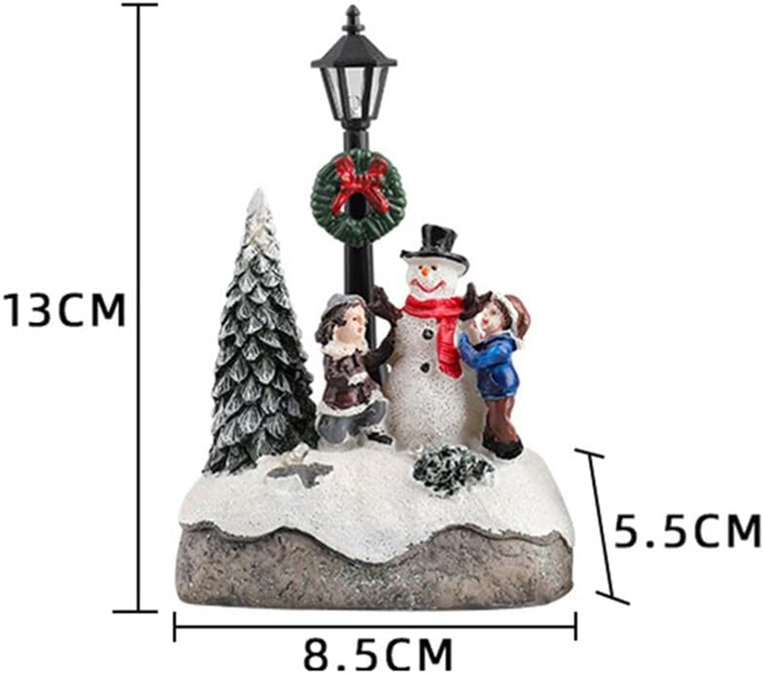 Kerstdorp met straatverlichting, led-verlichting, dorpshuizen, hars, op batterijen, kerstdorp, accessoires voor kerst, woondecoraties – foto 5