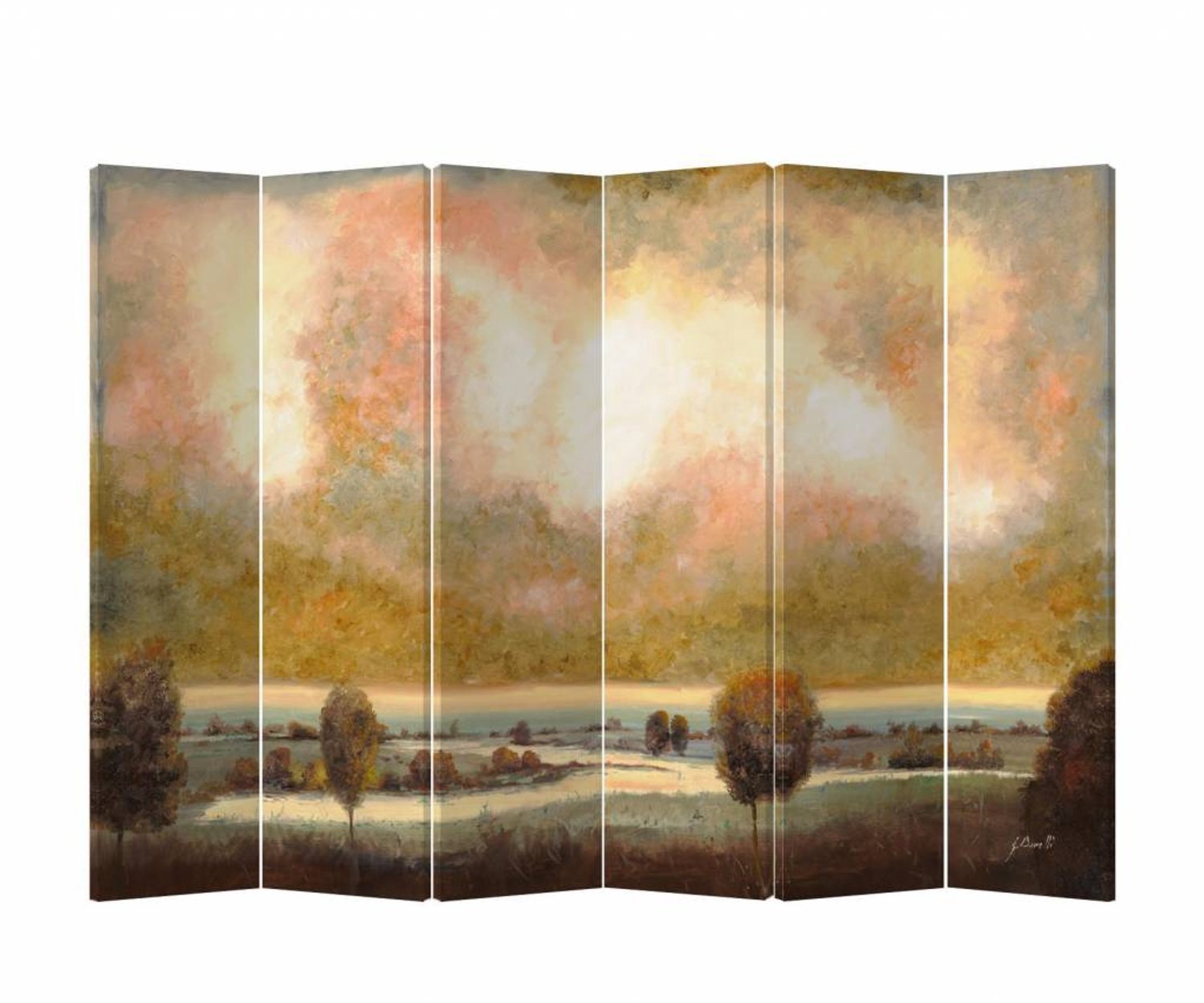Fine Asianliving Kamerscherm Scheidingswand B240xH180cm 6 Panelen Landschap multi
