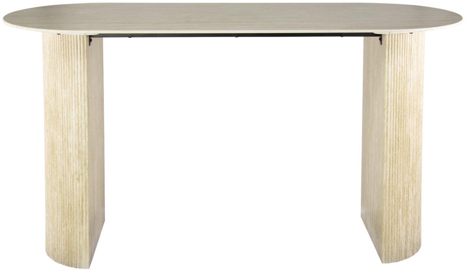 Fraaai Dexter bartafel - deens ovaal - 180 x 70 cm - travertin look Naturel/wit