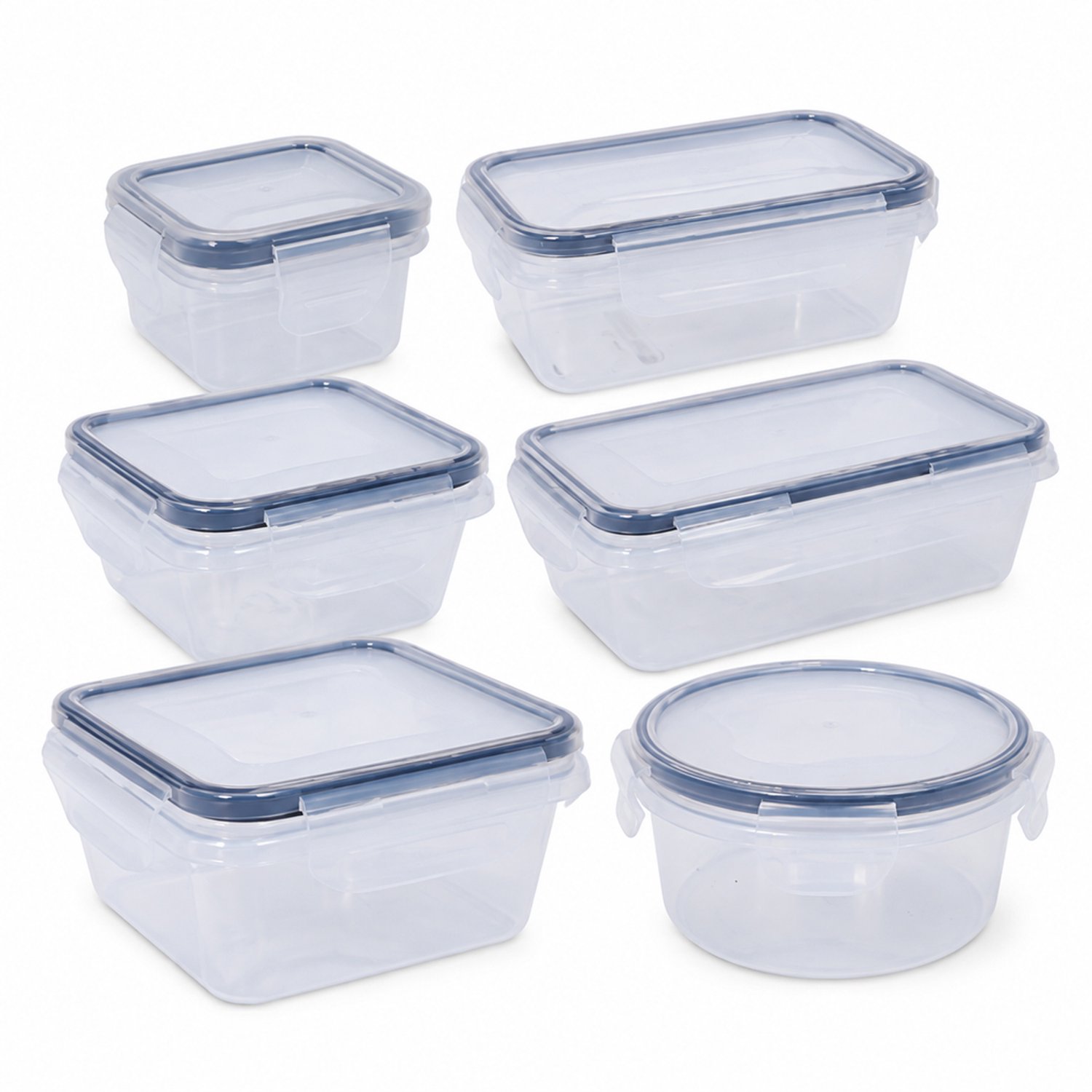 Broodtrommelset met 24 PP-bewaarbakjes met deksel, in verschillende maten voor lunch en koelkastopslag