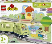 Verpakking van LEGO DUPLO Interactieve avonturentrein 10427 met 57 onderdelen, trein op rails en 3 actiestenen.