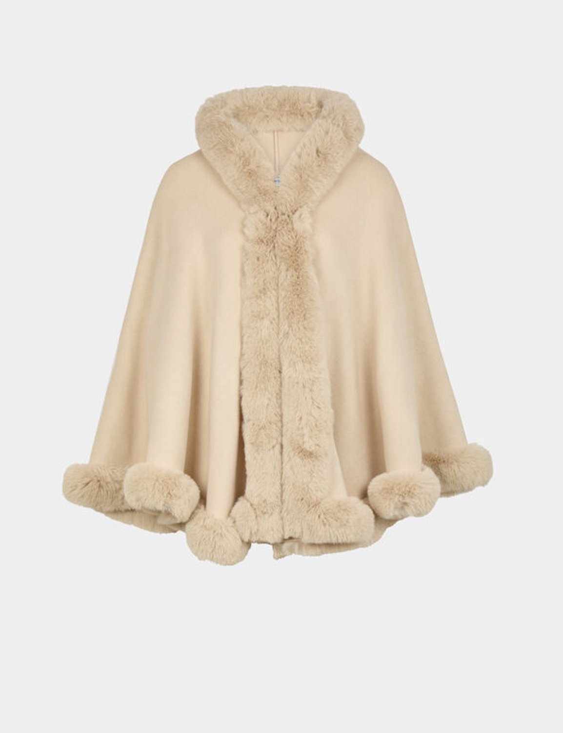 Morgan - Poncho van imitatiebont 252-5IVIK Zand - Maat : One Maat