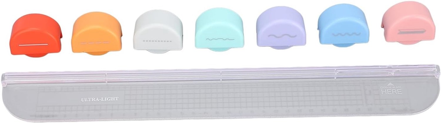 7-in-1 Papier Snijmachine met Locatierol, Veelzijdige Trimmer voor Scrapbooking en Creatief Knutselen met Rechte en Gestippelde Lijnen