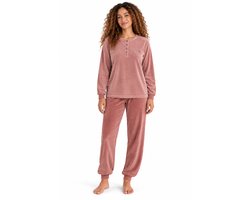 Cocodream - Dames Pyjama Velours - Winter - Oudroze - Maat L