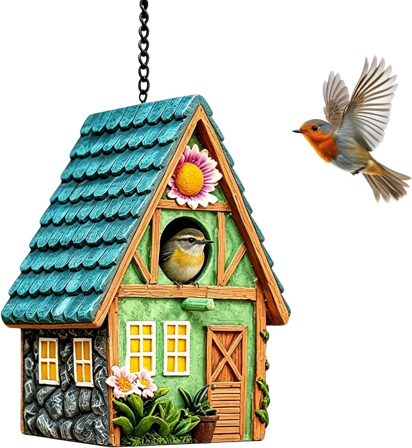 Vogelhuisje om op te hangen - Meerkleurig - Handgemaakt - Weerbestendig en Duurzaam - Voor Mezen en Andere Wilde Vogels