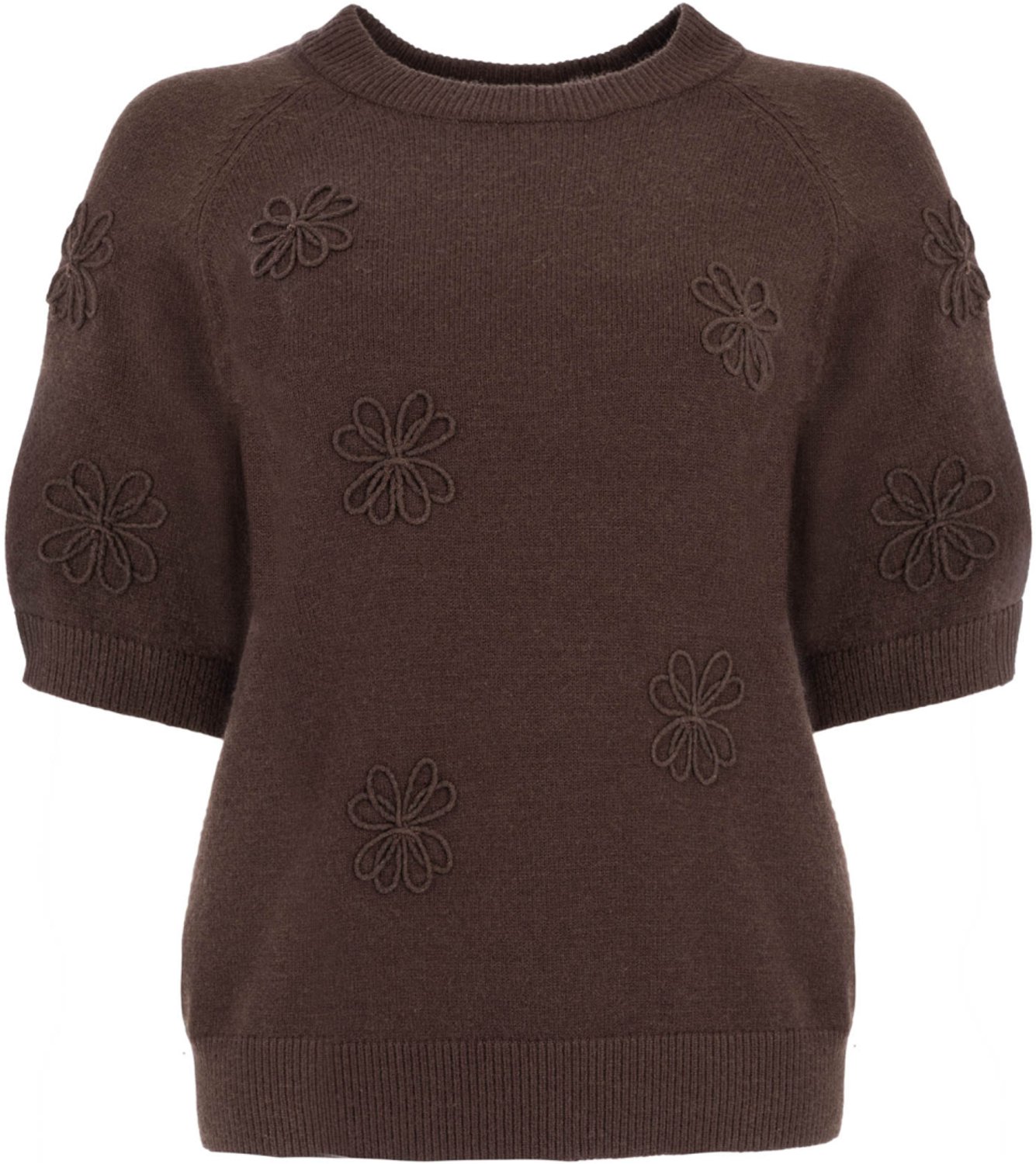 NED Trui Main 1 2 Ss Rmb Design Brei 26w1 U441 01 696 Ganache Brown Dames Maat - M