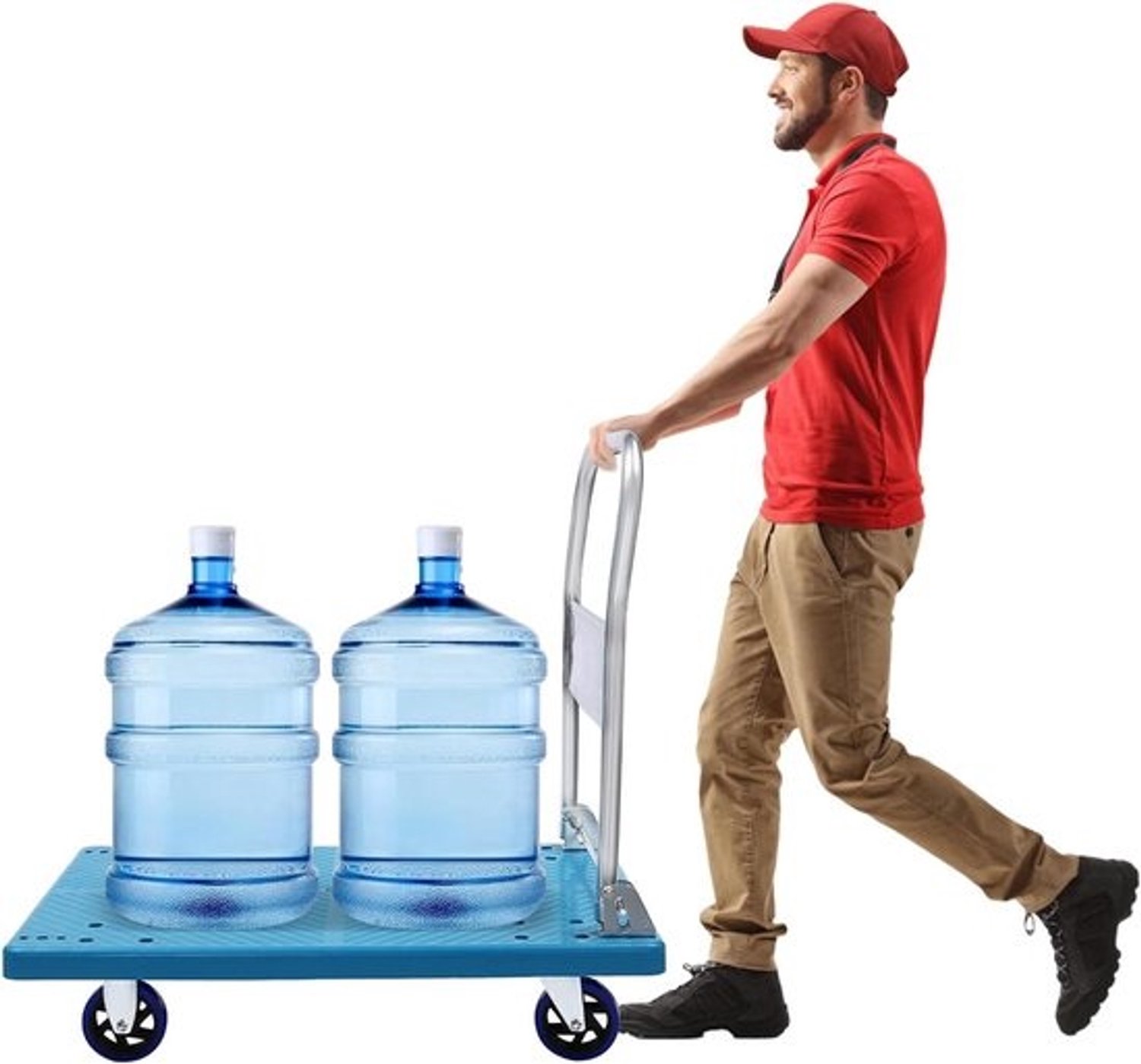 Inklapbare platformwagen - Transportkar en steekwagen - Goederen verplaatsen - Hoge belastbaarheid 300kg - 60 x 90 x 84 cm - Blauw