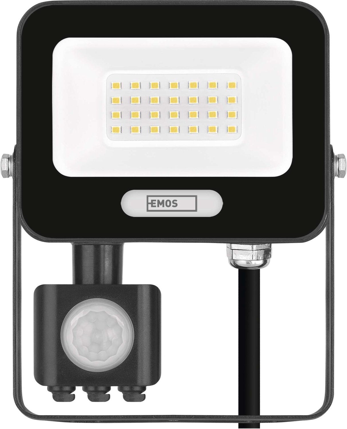 EMOS GLARO LED-schijnwerper met bewegingssensor, 20 W, zwart, IP54, 2000 lm, neutraal wit, ZS2324B