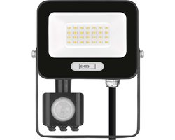 EMOS GLARO LED-schijnwerper met bewegingssensor, 20 W, zwart, IP54, 2000 lm, neutraal wit, ZS2324B