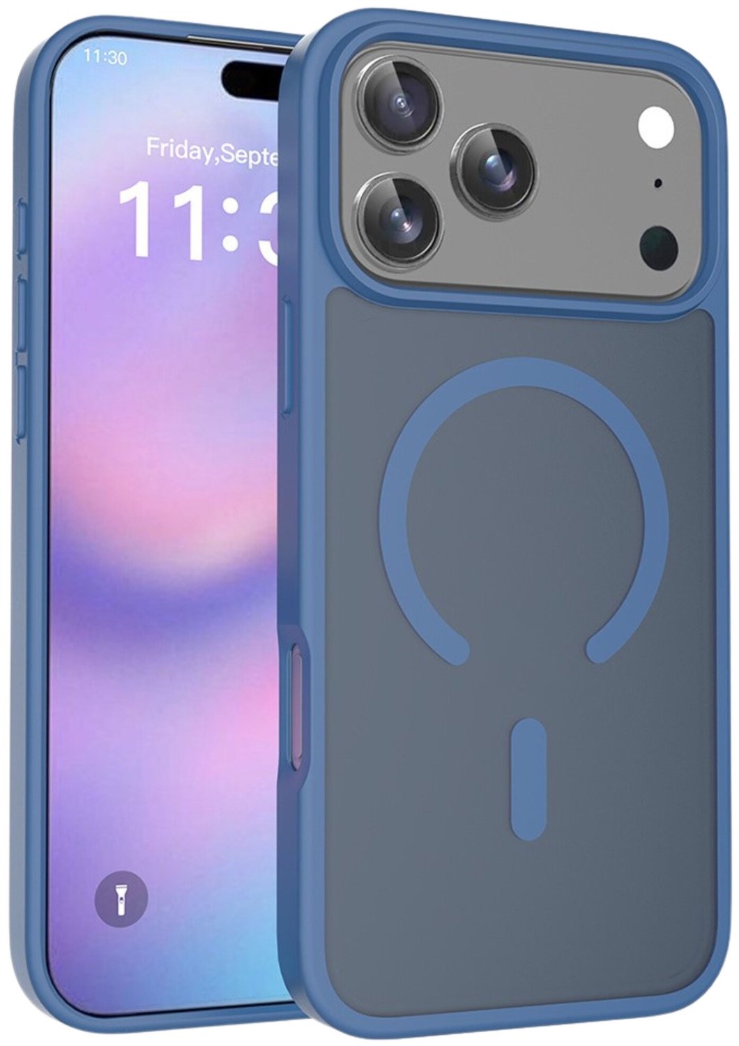 Casety Geschikt voor iPhone 18 Pro Max / Geschikt voor iPhone 17 Pro Max hoesje - slanke backcover met magnetisch ondersteuning - Blauw