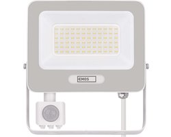 EMOS GLARO LED-schijnwerper met bewegingssensor, 50 W, wit, IP54, 5000 lm, neutraal wit, ZS2344W