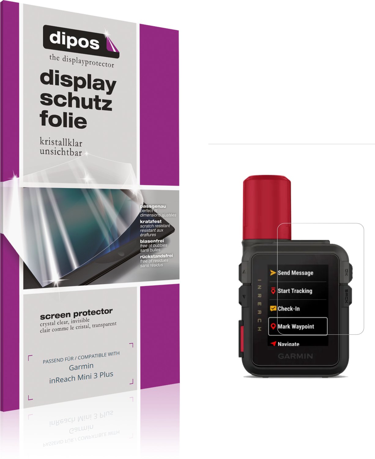 dipos – 4x Beschermfolie geschikt voor Garmin inReach Mini 3 Plus | Krasbestendige & heldere Screenprotector Ultra-Thin