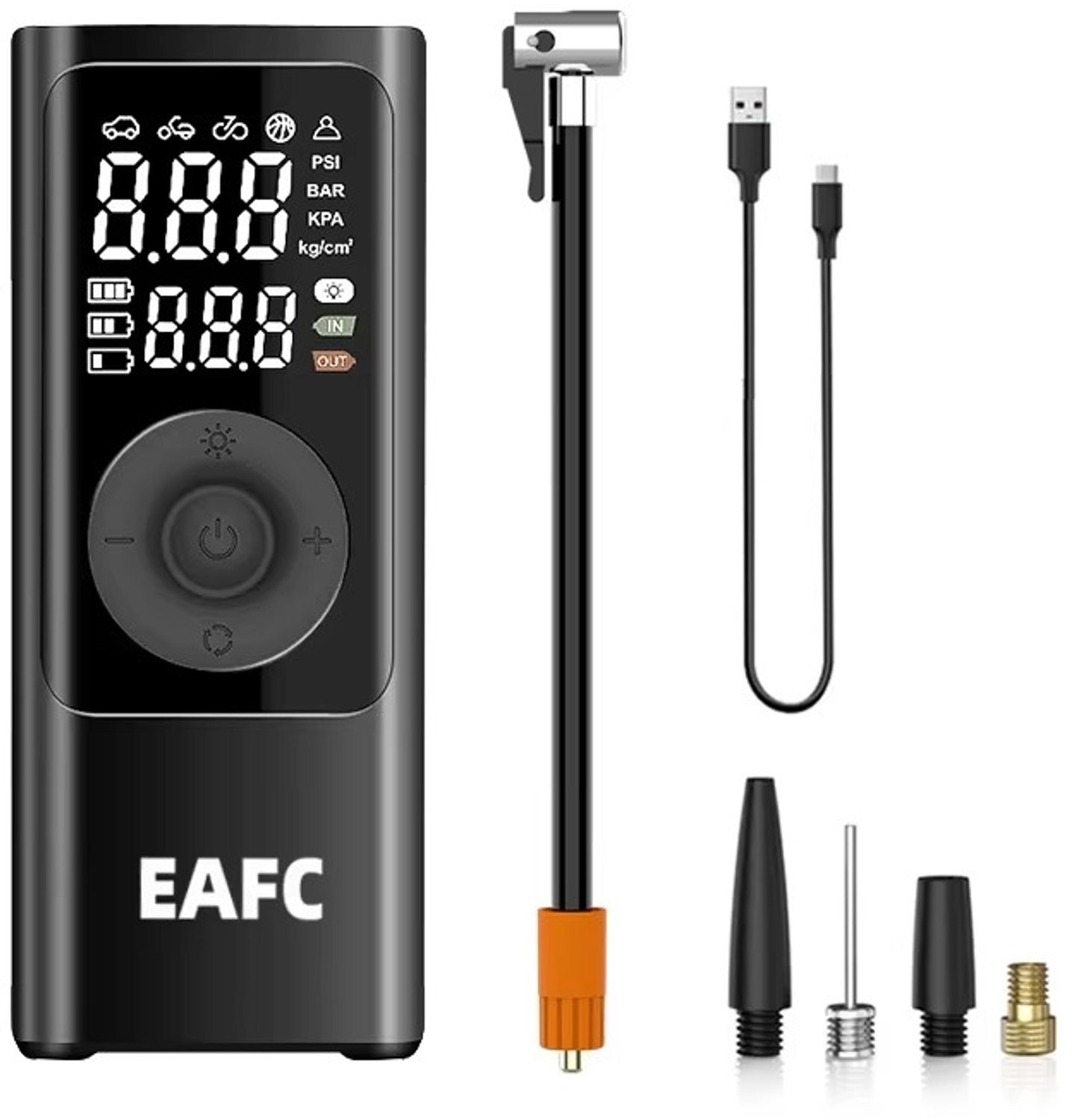 Luchtcompressor Bandenpomp - Tot 10.5 Bar - 4500 mAh Powerbank - Elektrische Fietspomp – Compressor - Bandenpomp – O.a. Fiets, Auto, Scooter, Bal en Luchtbed – Oplaadbaar – 30l/min – SOS Lamp - Noodpakket