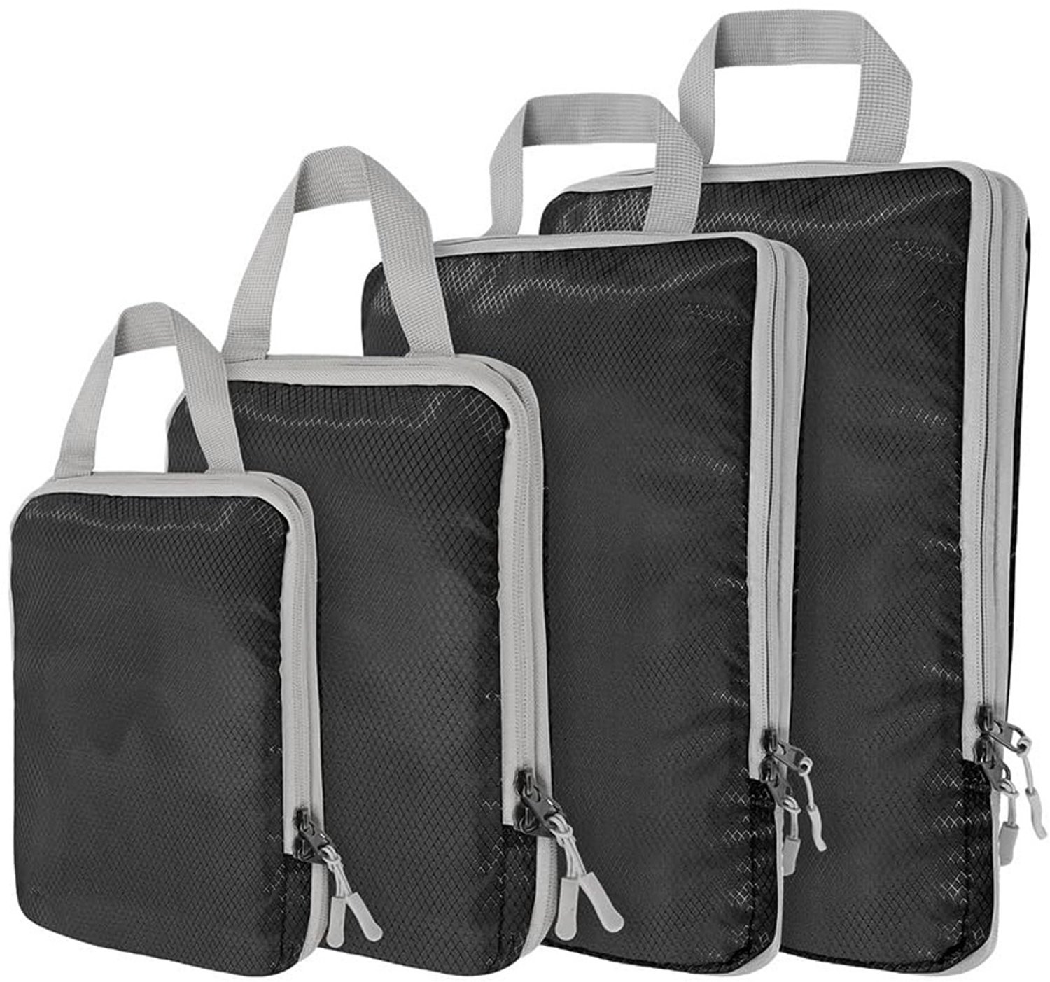 Compressie-opbergset - Reisopbergtassen - Toiletartikelen & Cosmetica-organizers - 4-delige set - Zwart