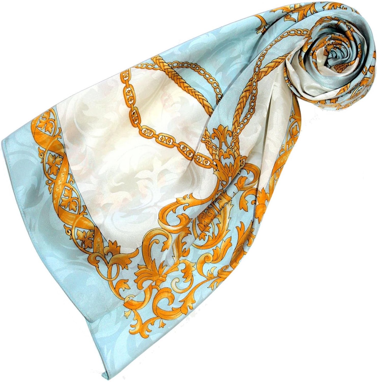 Luxe Zijden Sjaal Dames, 88x88cm, Jacquard Geweven, Barok Patroon