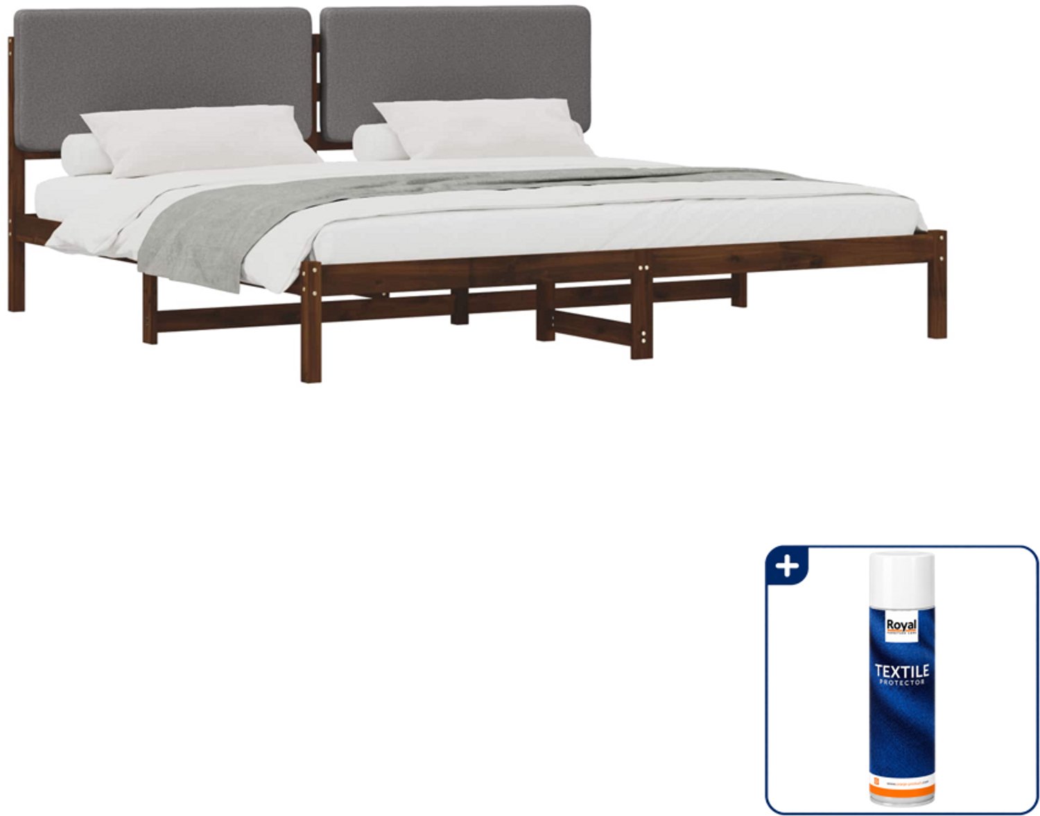 vidaXL bedframe - Kingsize - 180 x 200 cm - acaciahout - donkerbruin - Inclusief textielbeschermer 500 ml