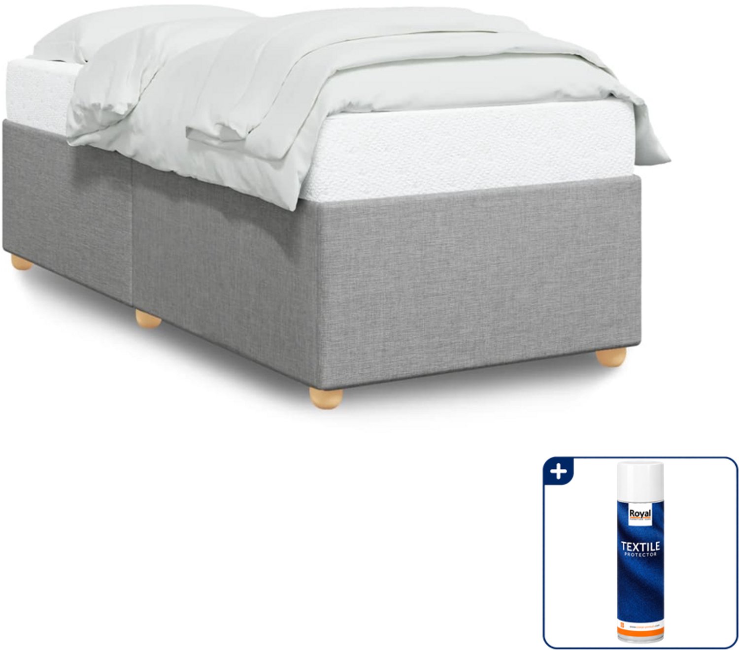 vidaXL bedframe - 80 x 200 cm - stof - lichtgrijs - Inclusief textielbeschermer 500 ml Blauw