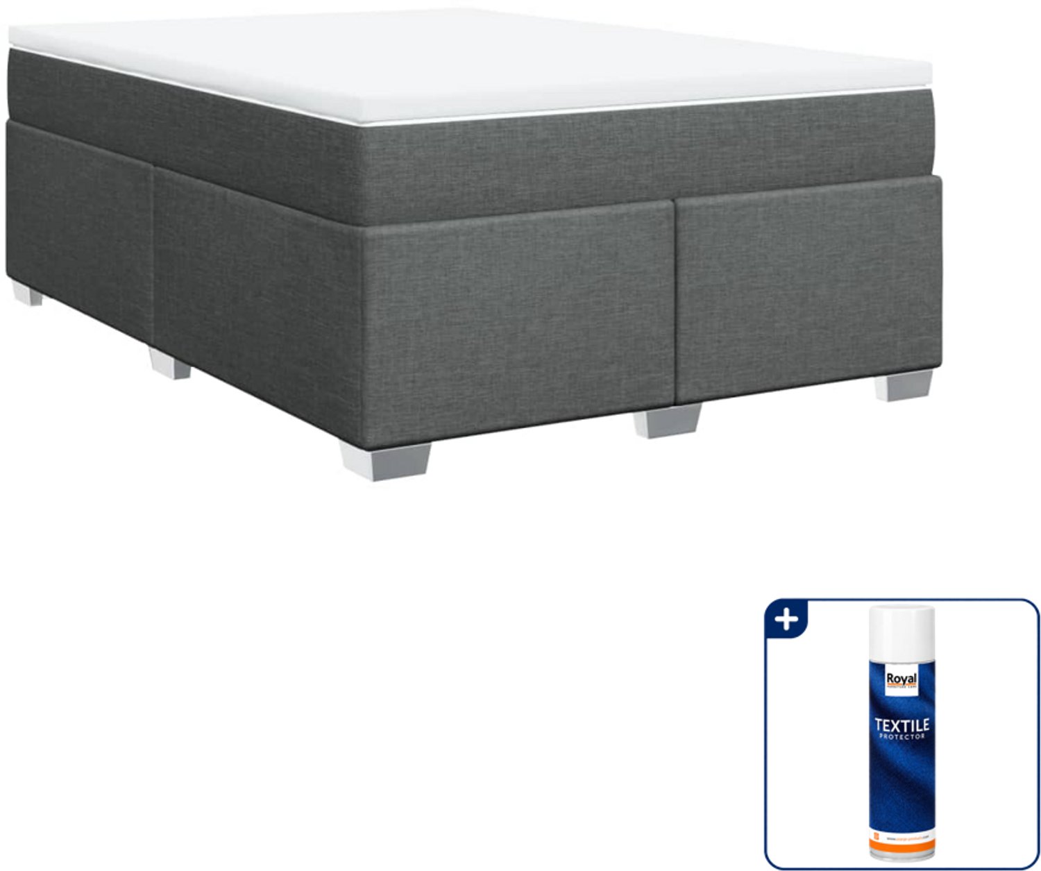 vidaXL Boxspring - Small double - 140 x 200 cm - donkergrijs - Inclusief textielbeschermer 500 ml