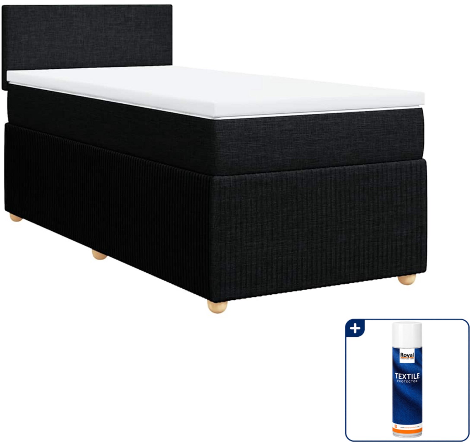 vidaXL boxspring met matras 80 x 200 cm - stof - zwart - Inclusief textielbeschermer 500 ml