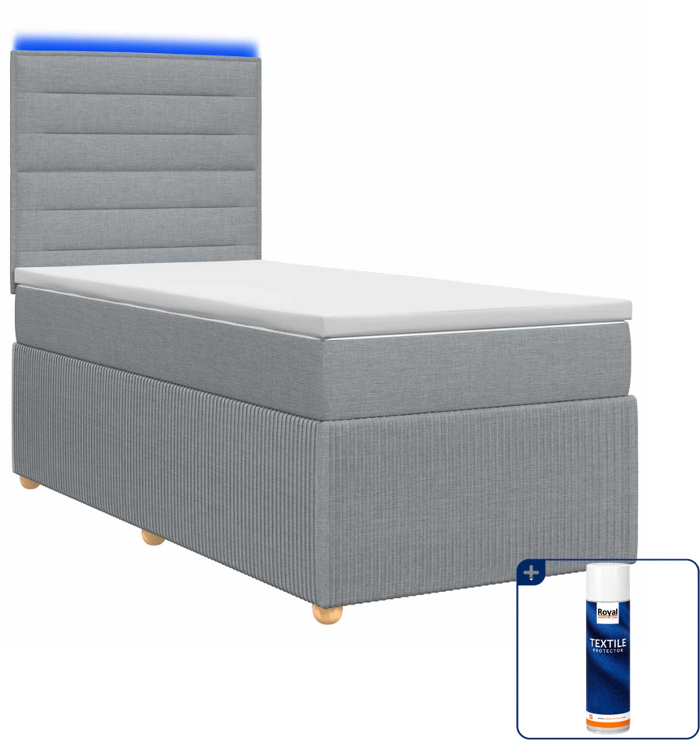 vidaXL boxspring met matras 90 x 190 cm - lichtgrijs - Inclusief textielbeschermer 500 ml