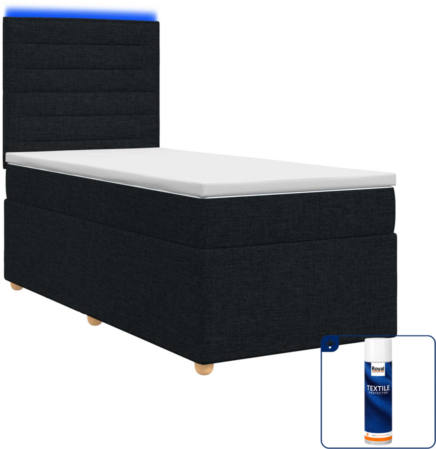 vidaXL boxspringbed - 100 x 200 cm - zwart - Inclusief textielbeschermer 500 ml