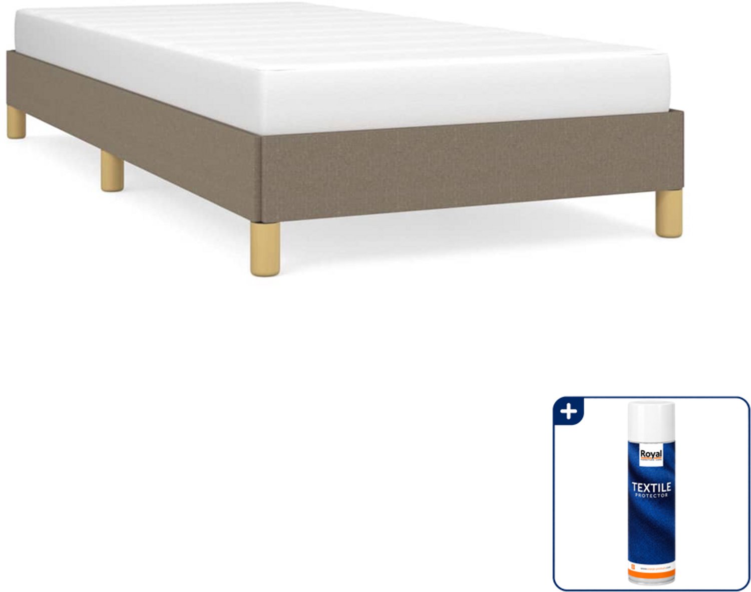 vidaXL bedframe - 90 x 190 cm - stof - taupe - Inclusief textielbeschermer 500 ml