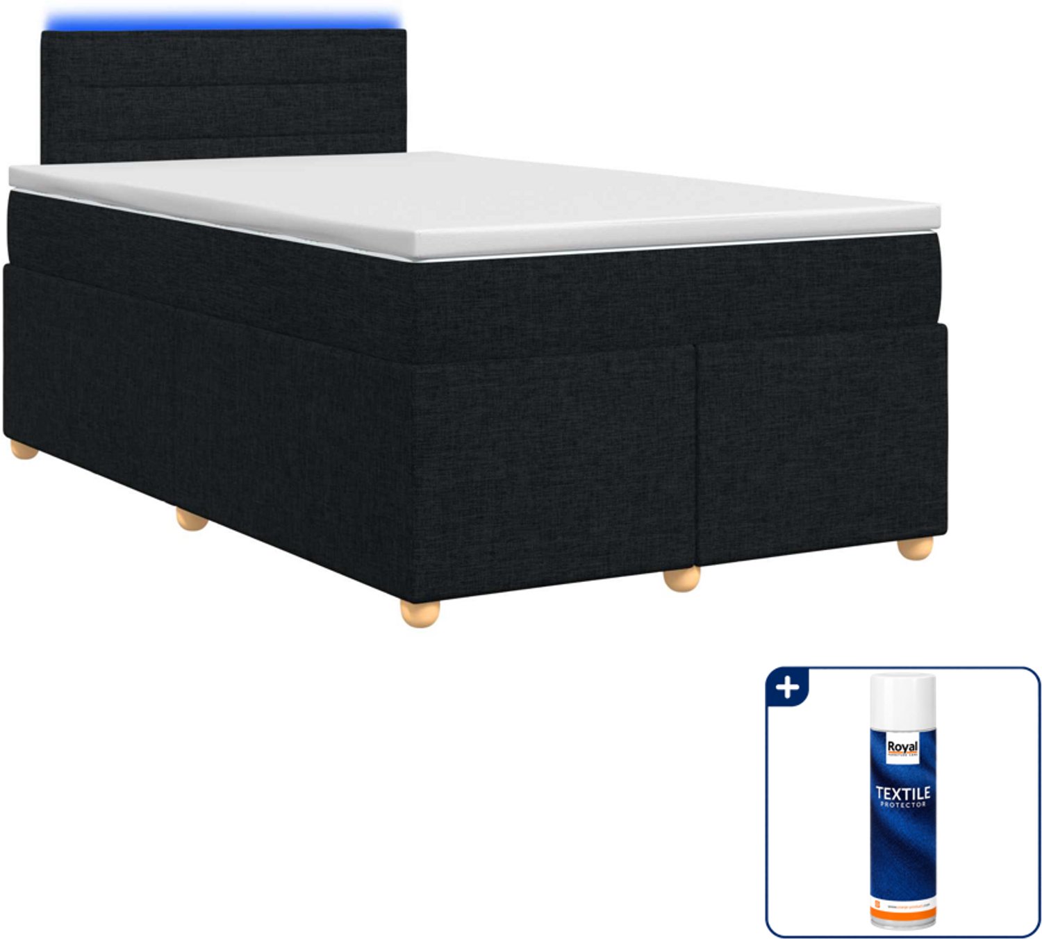 vidaXL boxspringbed met matras - 120 x 200 cm - zwart - Inclusief textielbeschermer 500 ml
