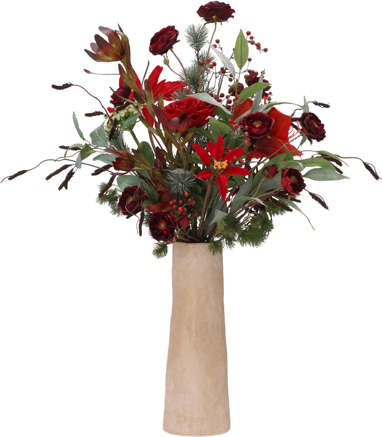 maxifleur Kunstplanten Kunst kerstboeket Dymph Ellmau 90cm Rood