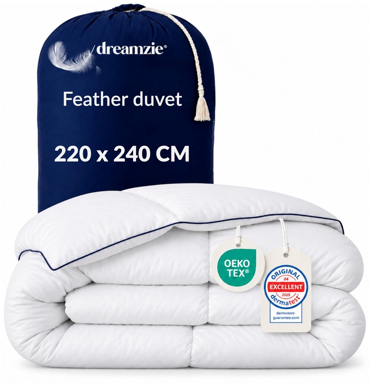 Duraxl Dekbed - Eendendons en veren - 450 g/m² - 220 x 240 cm Wit