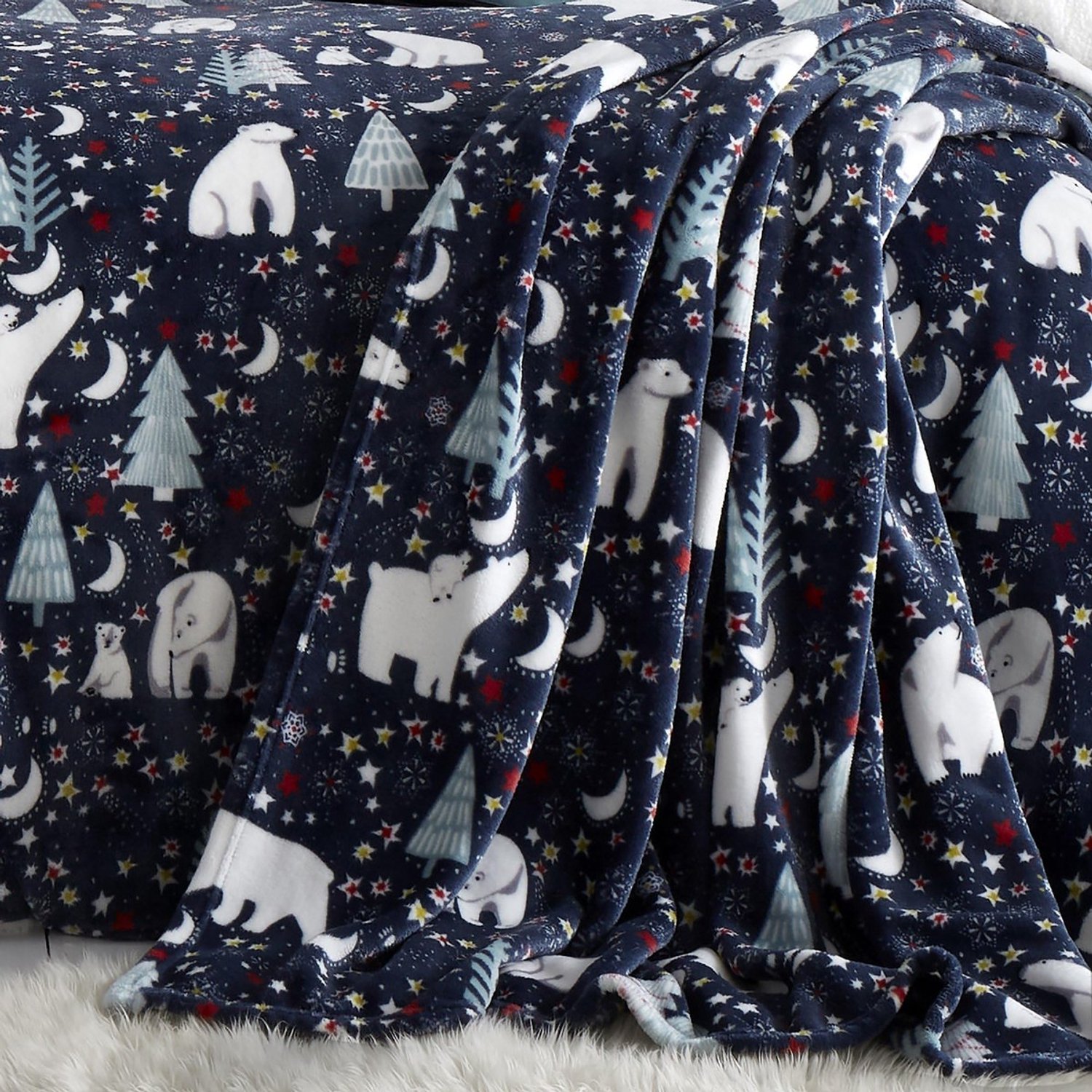 Duraxl Plaid - 120 x 150 cm - Fleece - Marineblauw - Kerst