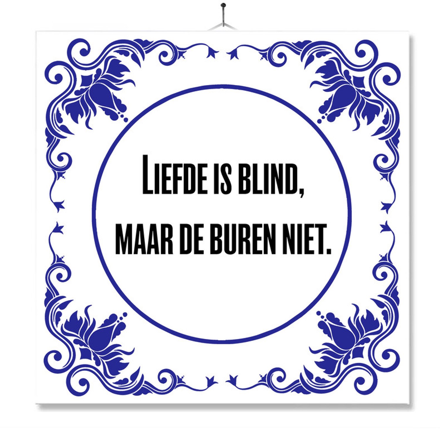 MC Living Tegel Met Opdruk | Liefde Is Blind | Cadeau | Inclusief Geschenkdoos | Standaard | Ophangsysteem Multi-Color
