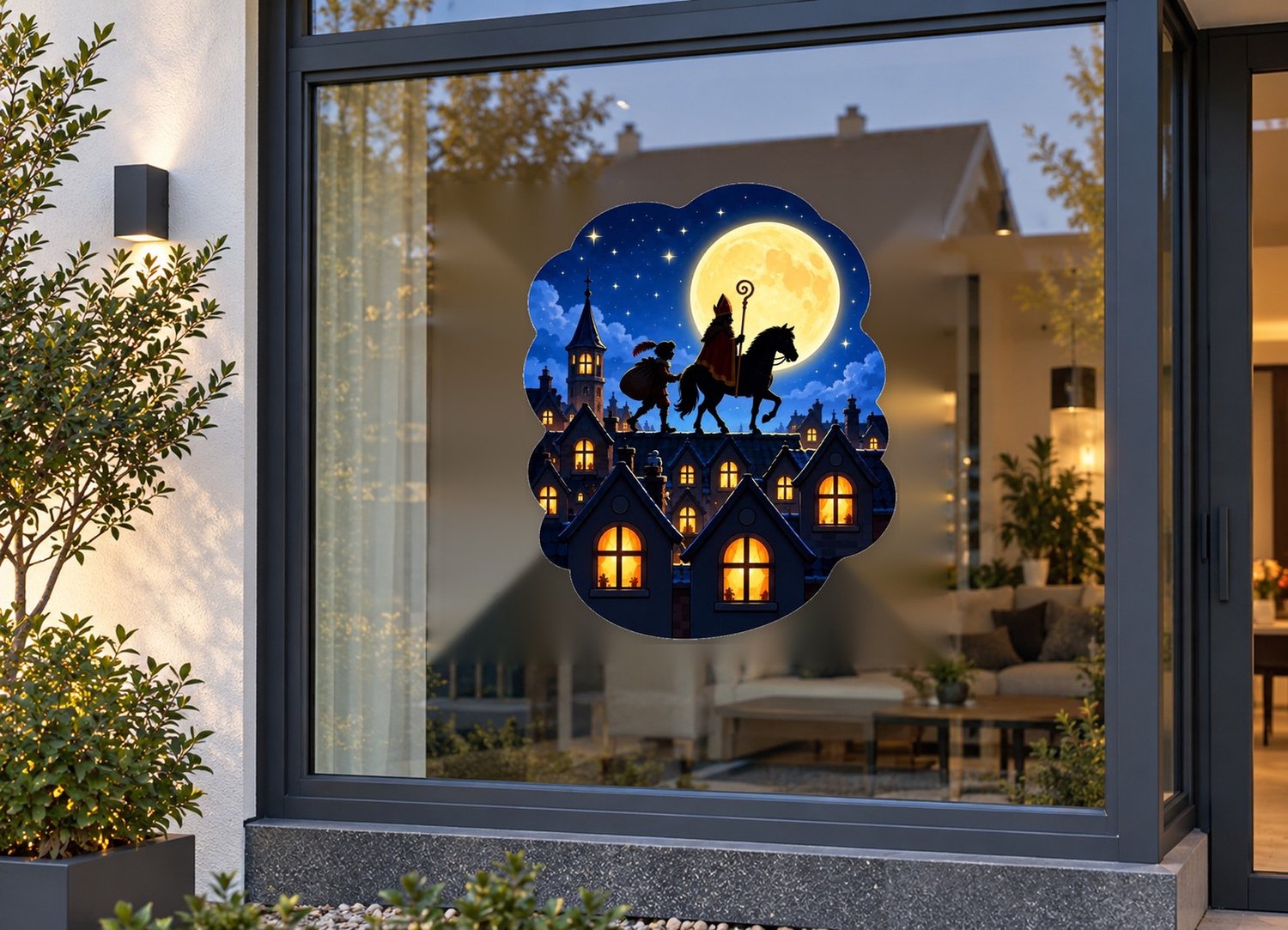 De Stickerman Sinterklaas Raamsticker 30cm Breed Herbruikbaar Weerbestendig (V19) Multi