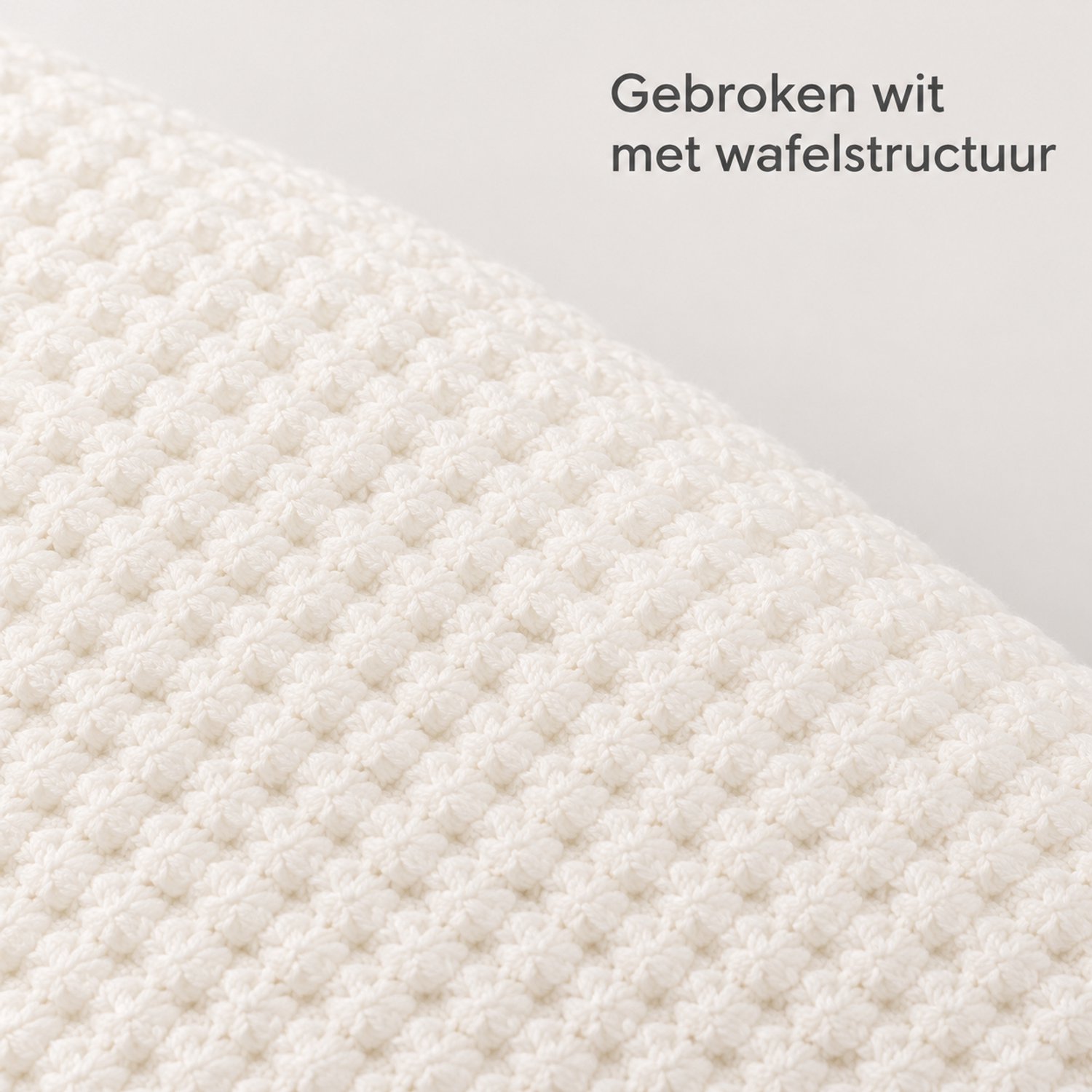 SWGOTA Gebroken witte flanellen deken 180 x 200 cm, polyester plaid met wafelstructuur en lint- en kaartverpakking
