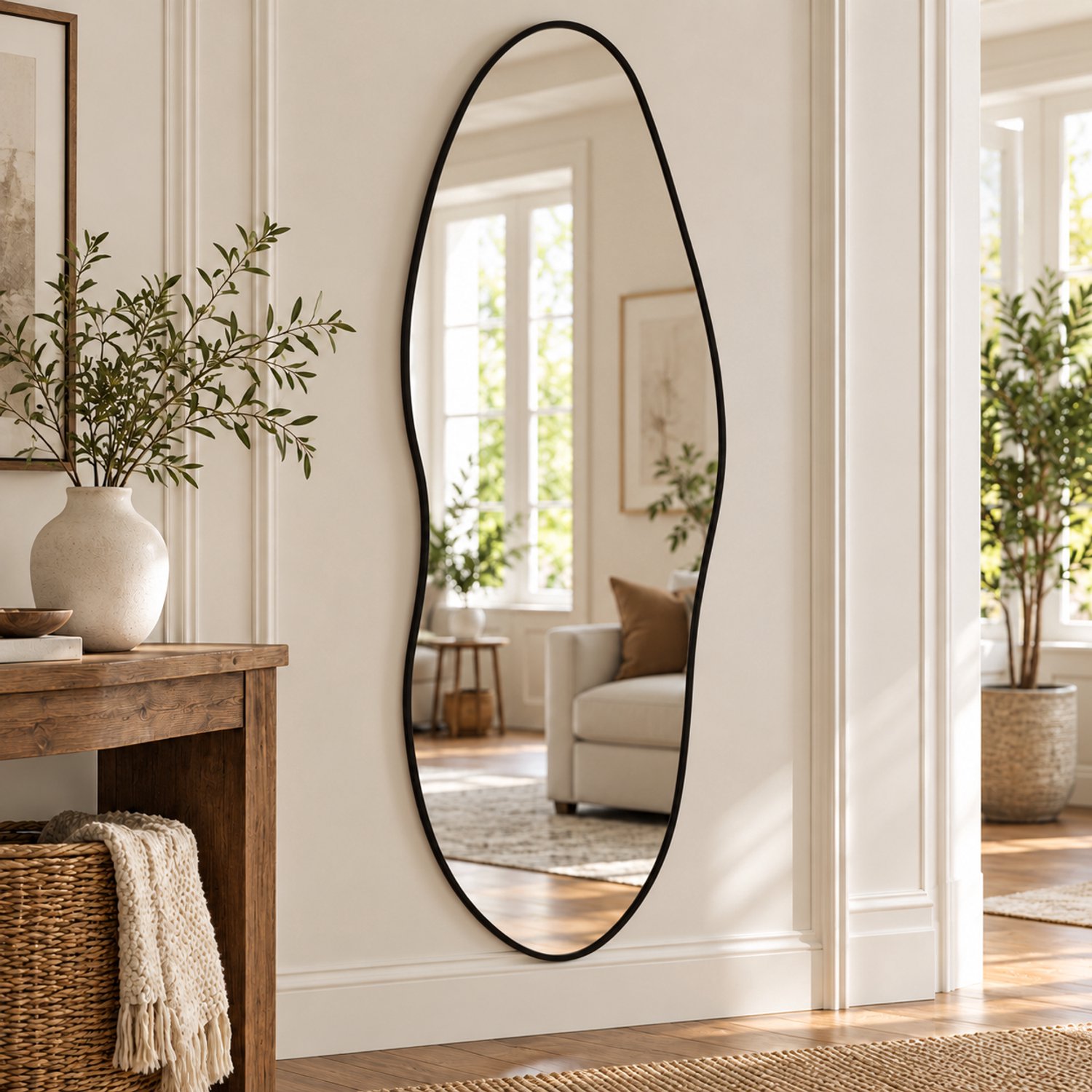 Artloge Organische Wandspiegel 160 cm - Asymmetrisch - Zwart