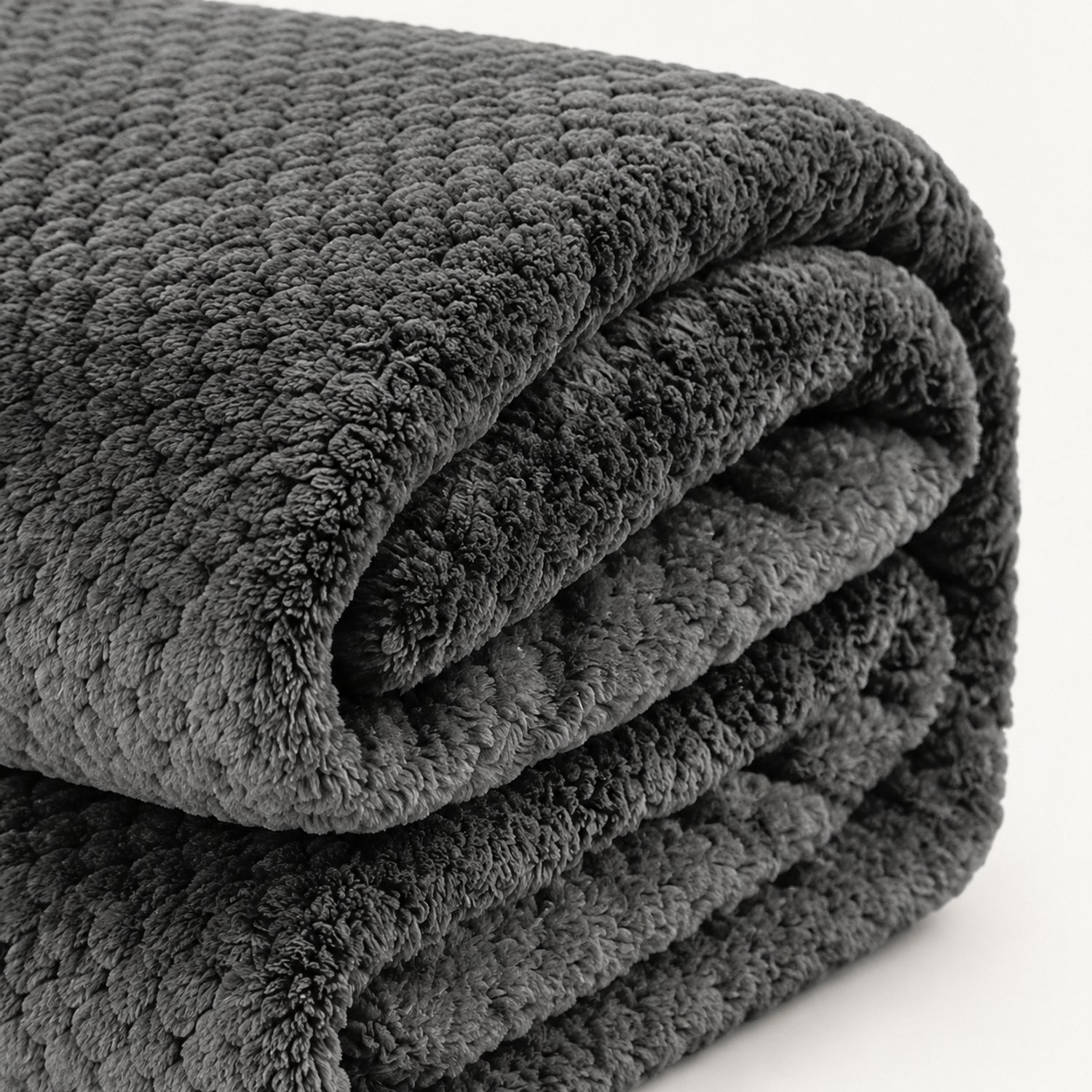 SWGOTA Donkergrijze flanellen plaid 100 x 150 cm van polyester met wafelstructuur en lint- en kaartverpakking Donkergrijs