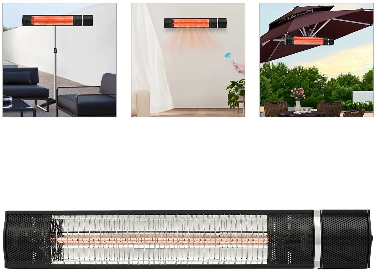 House of Balance Terrasverwarmer - 2000W – Wandmontage – Afstandsbediening - Terrasverwarmers Elektrisch - Multifunctioneel