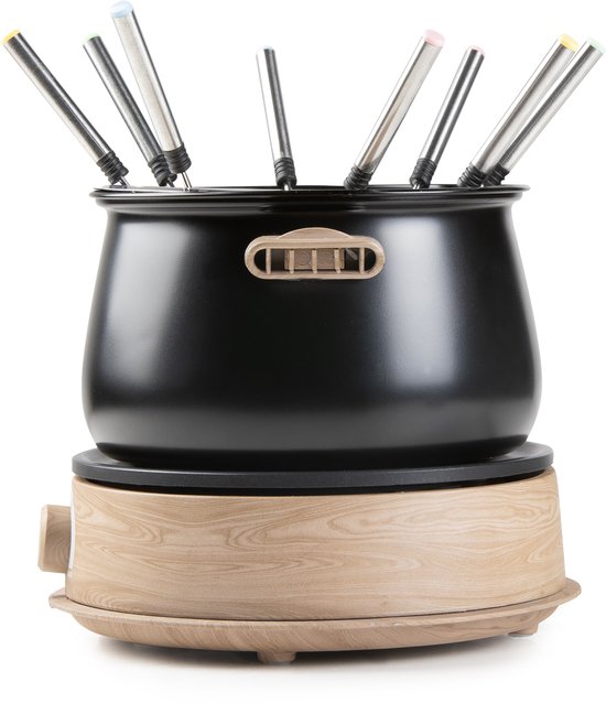 DOMO DO735F Fonduepan - Elektrische Fondueset - 8 Personen - 1500W - 1,4 L - Houtlook/Zwart — afbeelding 2