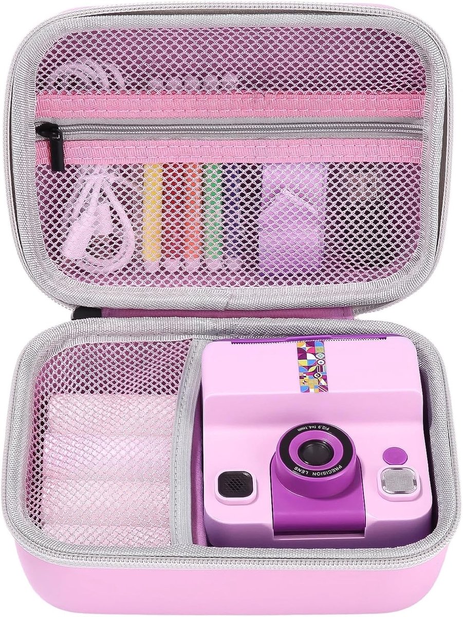 Kindertasje voor Digitale Camera's - Ideaal voor Mini Camera's, Instant Camera's en Accessoires - Roze, Mode en Praktisch voor Jongens en Meisjes