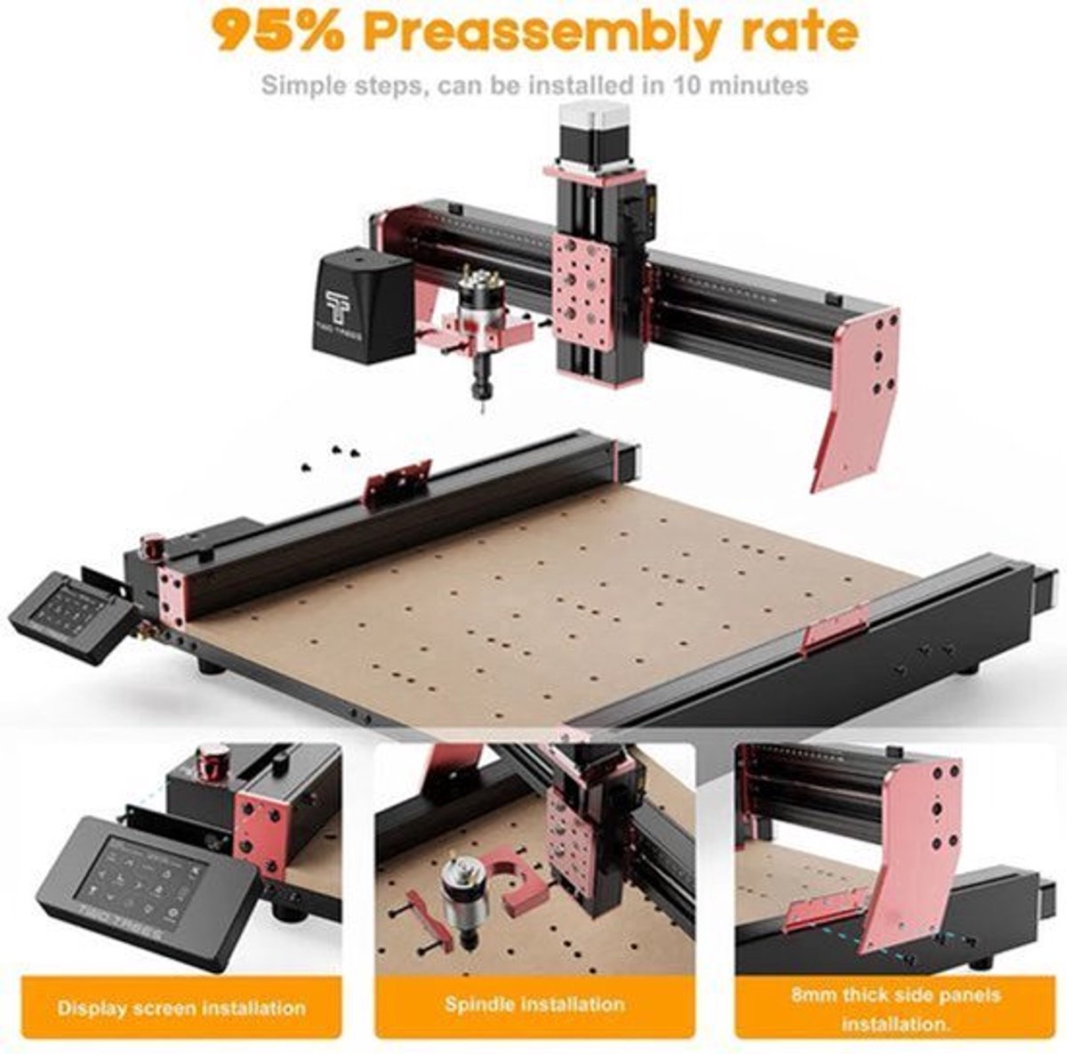 CNC Freesmachine – CNC Router – Graveermachine – Laser Cutter – Houtbewerkingsmachine – 460 x 460 x 80 mm Werkgebied – 4-Assige Precisie
