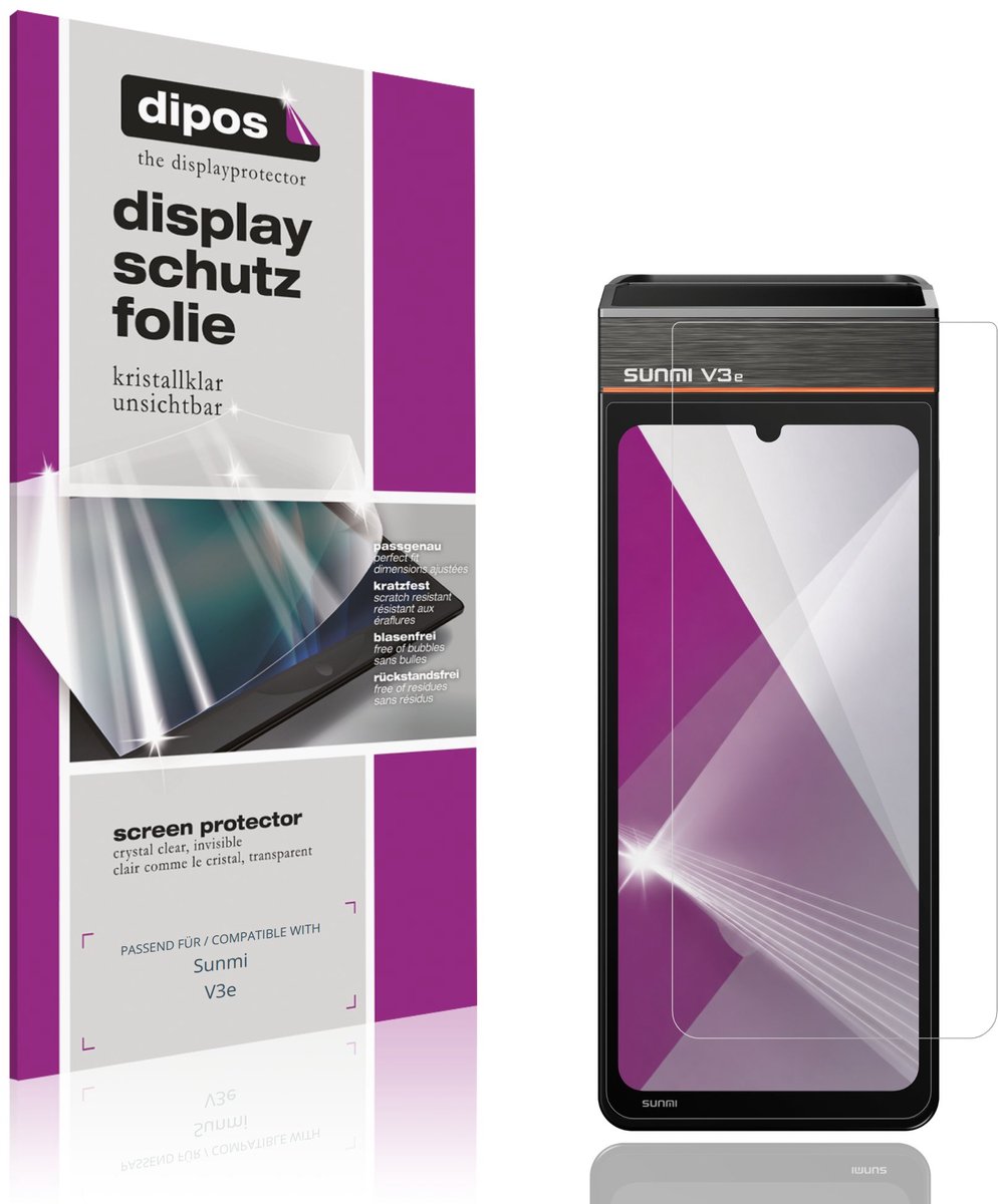 dipos – 4x Beschermfolie geschikt voor Sunmi V3e | Krasbestendige & heldere Screenprotector Ultra-Thin