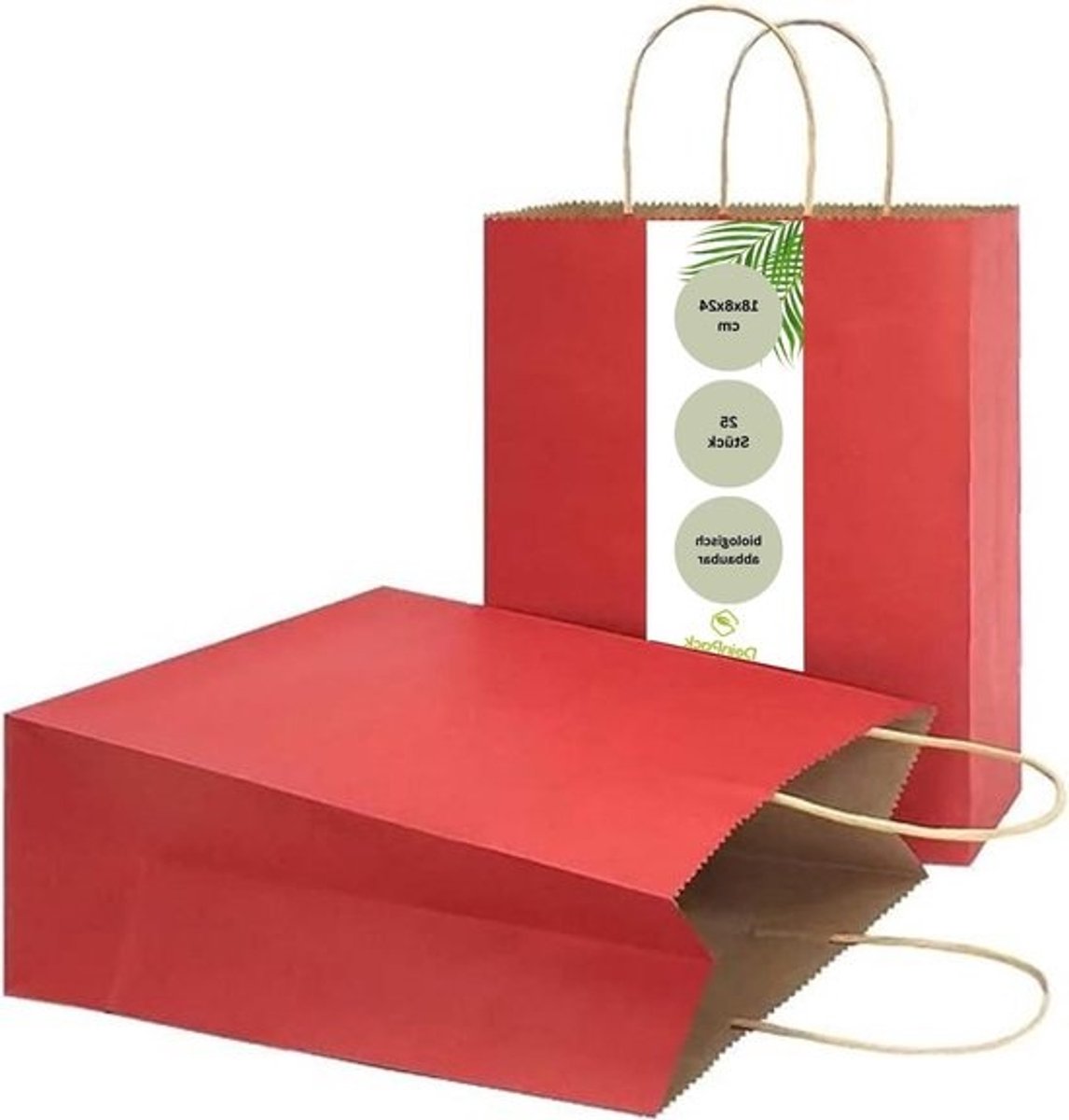 Papieren zakken - Cadeauzakjes draagtassen - Feestelijke verpakking - Extra dik kraftpapier - 32 x 12 x 41 cm - Rood