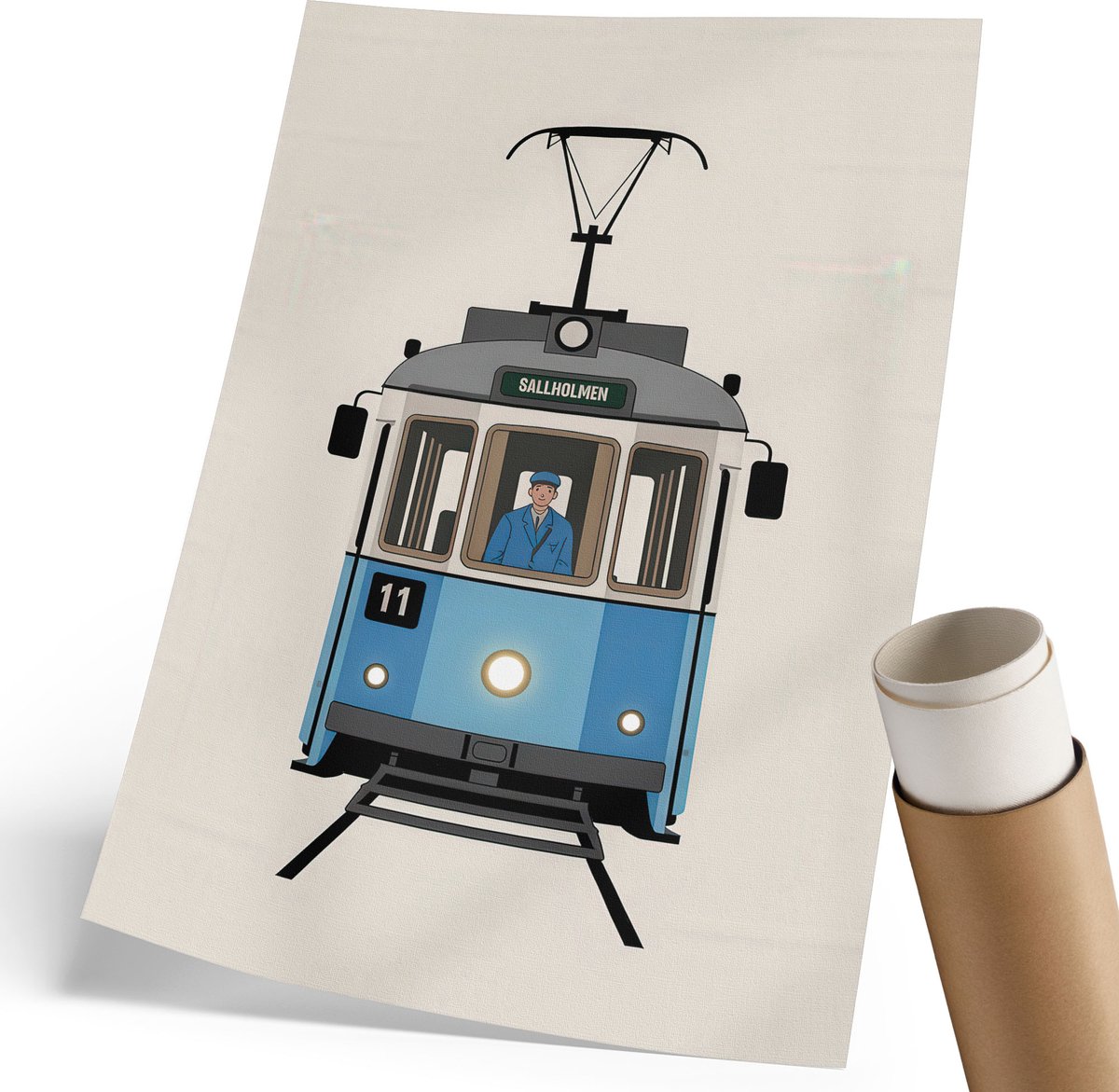 Wallfluent Polycanvas Poster - Tropische Palmbomen, Fotografie - 420 x 594 mm - Blauw Illustratie - Rechthoek - Kunstposter - Woonkamer, Slaapkamer, Kantoor - Modern