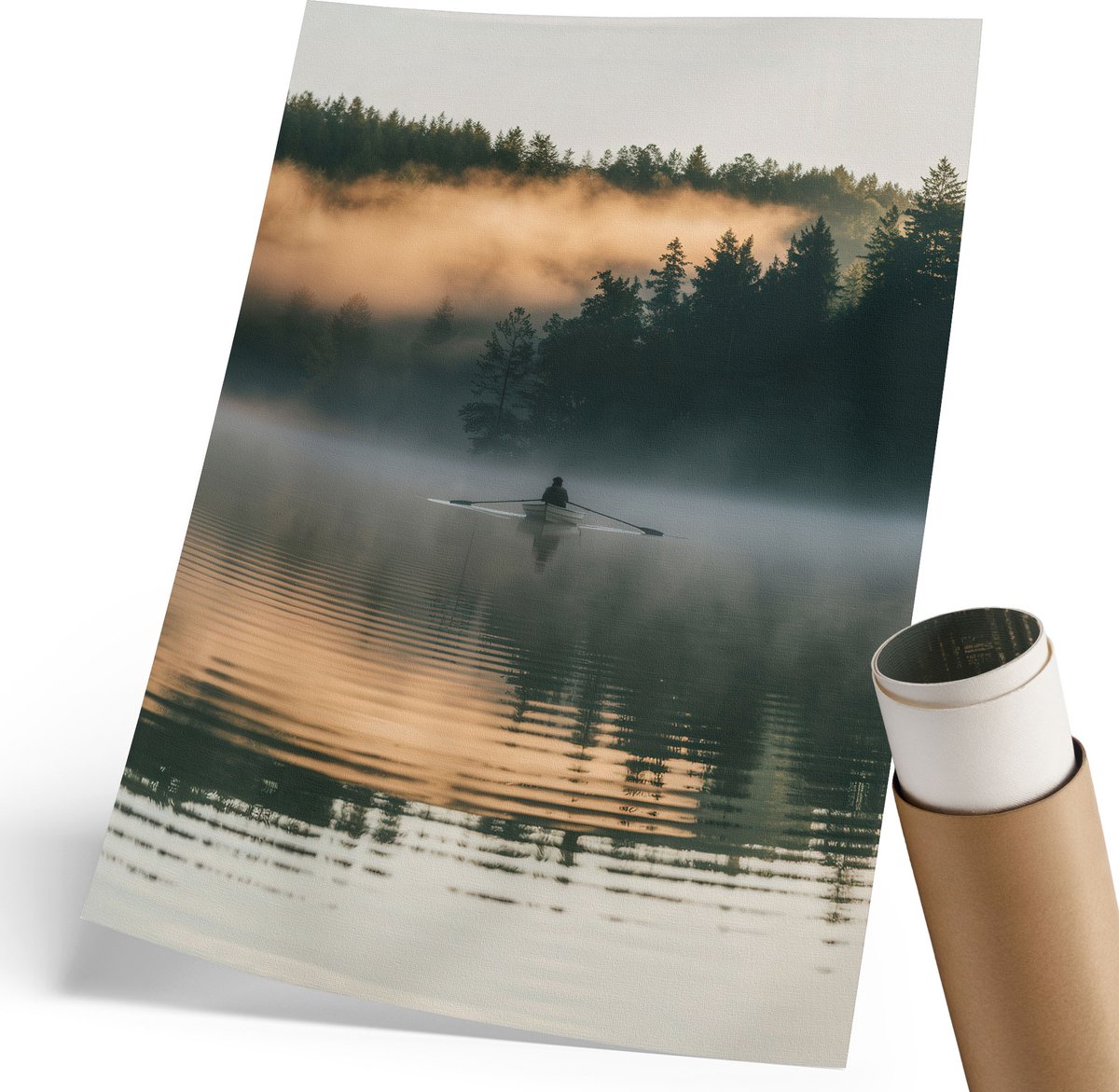 Coloray Polycanvas Wandposter - De Mystiek Van Het Meer, Fotografie - 210 x 297 mm - Groen Wanddecoratie - Rechthoek - Interieurdecoratie - Woonkamer, Slaapkamer, Kantoor - Klassiek