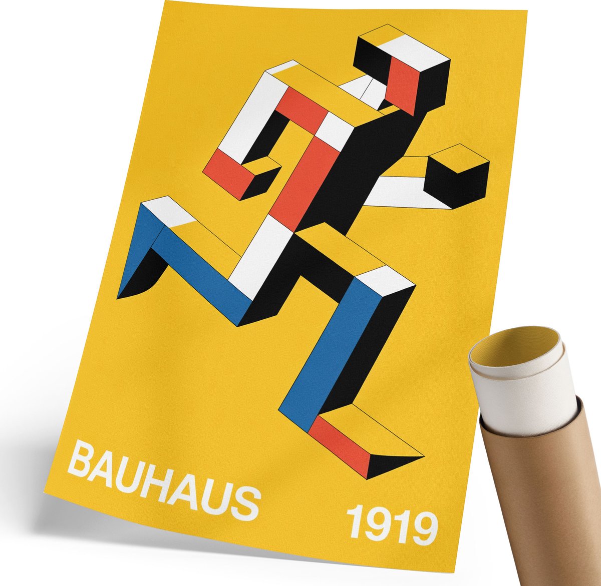 Coloray Canvas Poster Polycanvas - Bauhaus-Ontwerp, Illustratie - 210 x 297 mm - Geel Poster - Rechthoek - Kunstposter - Woonkamer, Slaapkamer, Kantoor - Modern