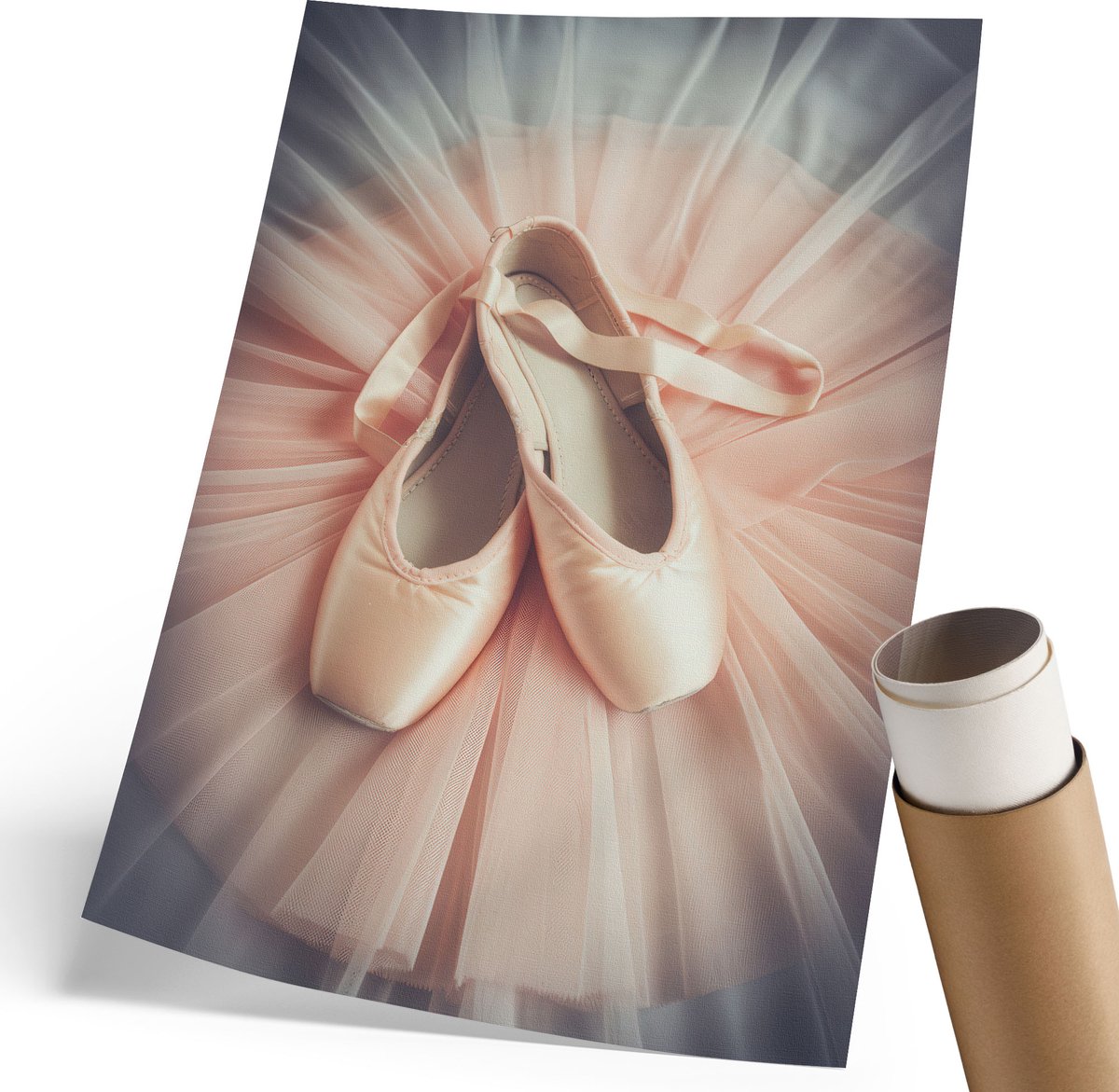 Coloray Polycanvas Poster - Balletschoenen Om Te Dansen, Fotografie - 210 x 297 mm - Roze Wanddecoratie - Rechthoek - Wandkunst - Woonkamer, Slaapkamer, Kantoor - Romantisch
